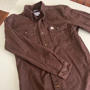 Carhartt Original Fit Button Down Flannel Shirt in Brown Size Small